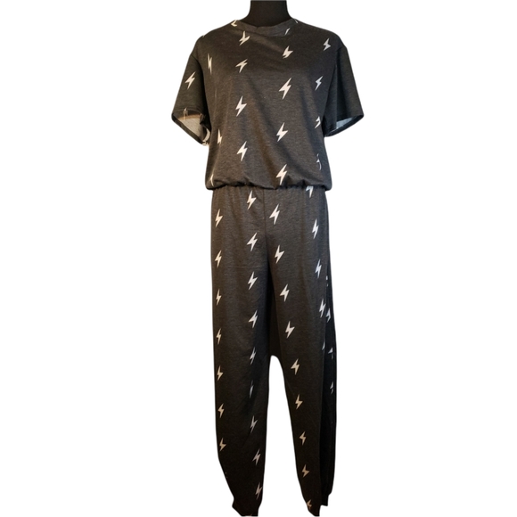 Venus Rules jumpsuit size L grey & white NWOT - Picture 1 of 12